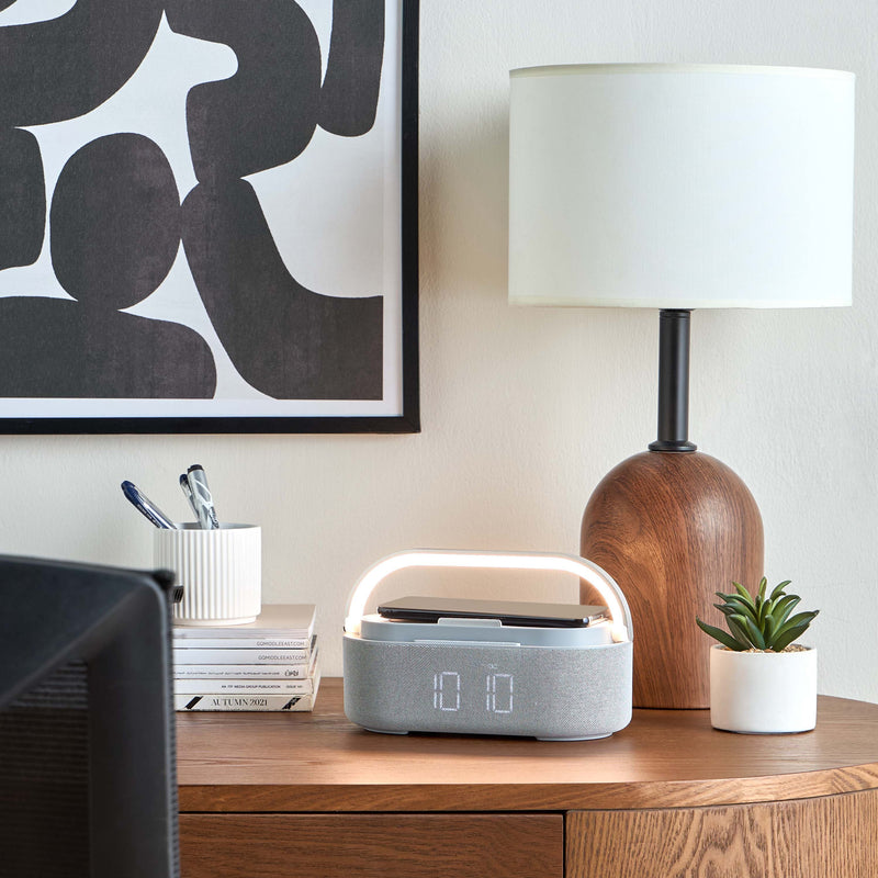 Luminária Multifuncional 5 em 1 Bluetooth e Carregamento Sem Fio