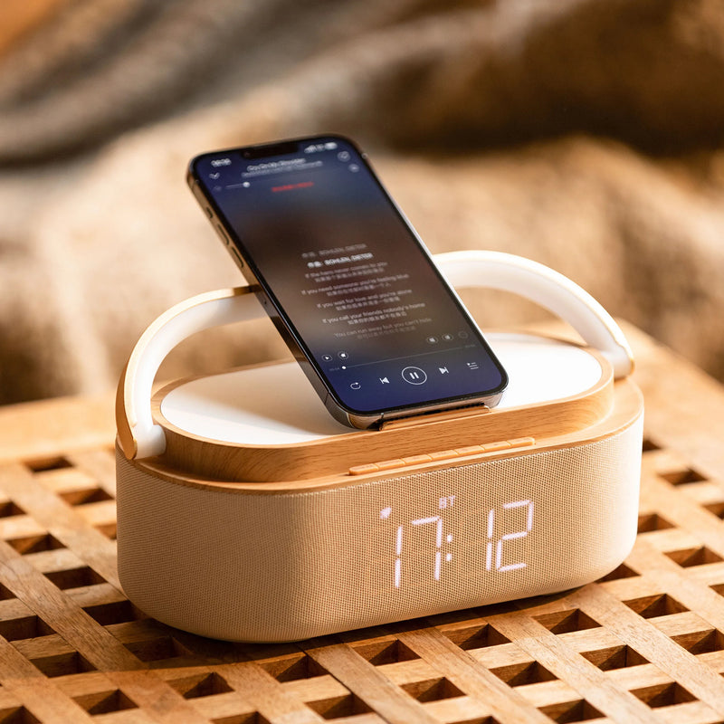 Luminária Multifuncional 5 em 1 Bluetooth e Carregamento Sem Fio