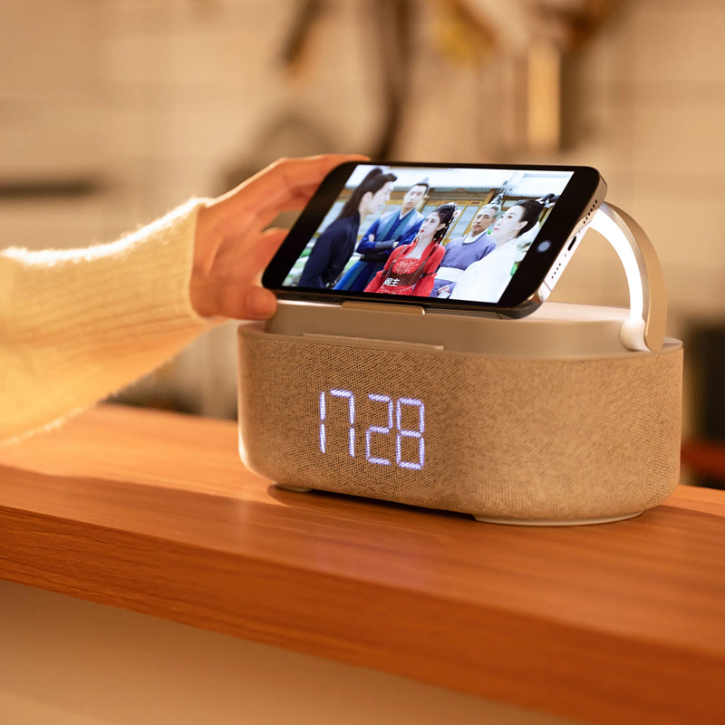 Luminária Multifuncional 5 em 1 Bluetooth e Carregamento Sem Fio