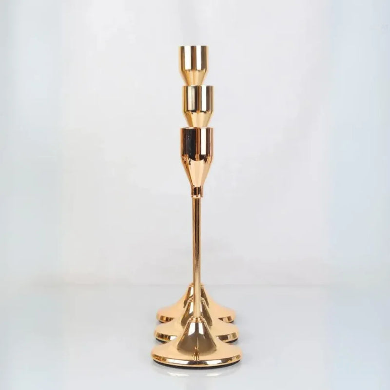 Castiçais de Vela Luxury Dourado 3 Peças - Carioca