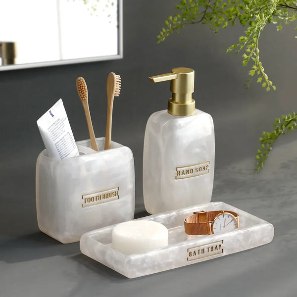 Kit Dispenser Para banheiro Branco Perolado - Carioca