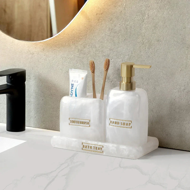 Kit Dispenser Para banheiro Branco Perolado - Carioca